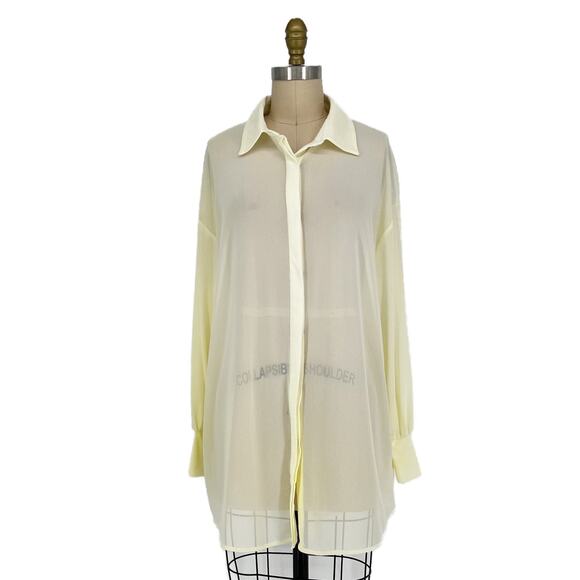 Meshki Sheer Mesh Oversized Button Down Shirt Swim Coverup/Going Out Top size XS - Picture 1 of 9